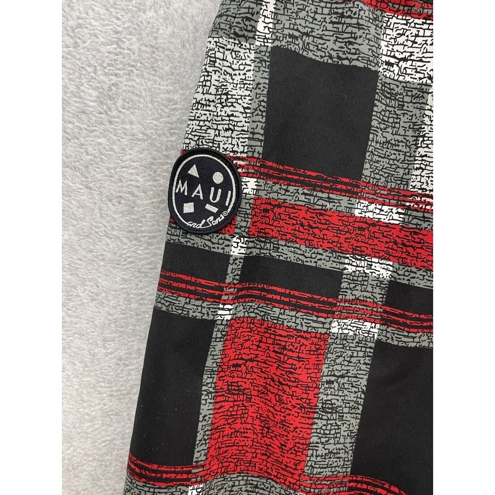 Maui and Sons Men's Board Shorts Red Black Check Size Small - Picture 5 of 10